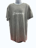 Grey Babolat Play t-shirt for youths aged 12-14, made from soft, comfortable material for tennis or casual wear.