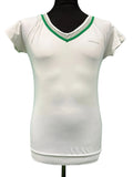 Bjorn Borg white V-neck tennis top with green trim and mesh back detail. Women's size S.