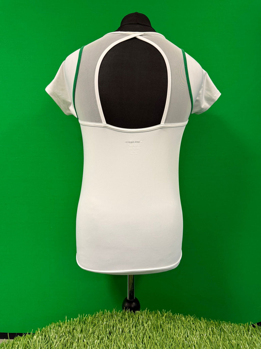 Back view showing mesh panel and cutout of Bjorn Borg Women's White Tennis Top