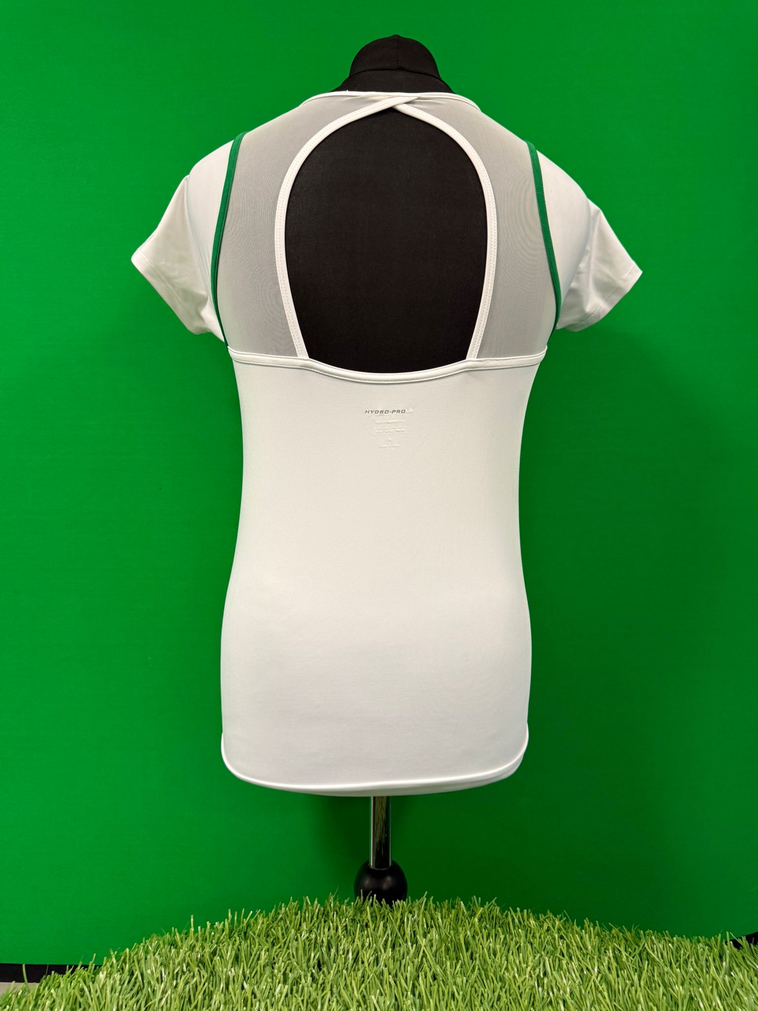 Back view showing mesh panel and cutout of Bjorn Borg Women's White Tennis Top