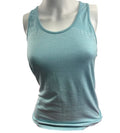 Front view of light blue mesh sports vest on mannequin