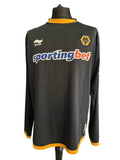 Front view of Burrda Wolves black long sleeve football shirt with Sportingbet sponsor logo