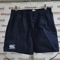 Front view of navy Canterbury rugby shorts