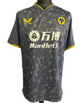 Front view of Castore Wolves football shirt in grey with yellow accents and club crest