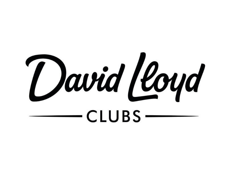Black 'David Lloyd Clubs' logo on a white background