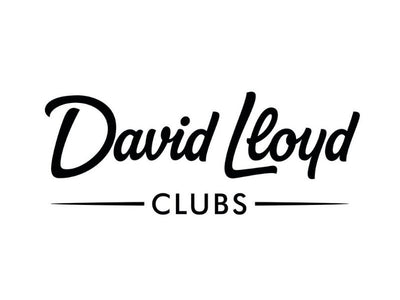 Black 'David Lloyd Clubs' logo on a white background