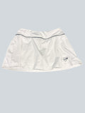 Dunlop white tennis skirt with elasticated waistband and dark trim. Features a subtle Dunlop logo on the hem.