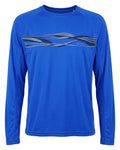 A clean product shot of the Women's USA Pro long-sleeved blue t-shirt with its grey graphic chest print, isolated against a solid white background.