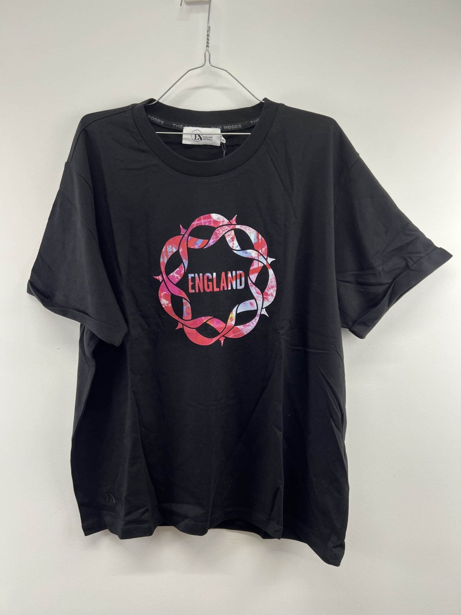 England Netball Graffiti Roses Block Front T-Shirt Size 22 - kitround England Netball product