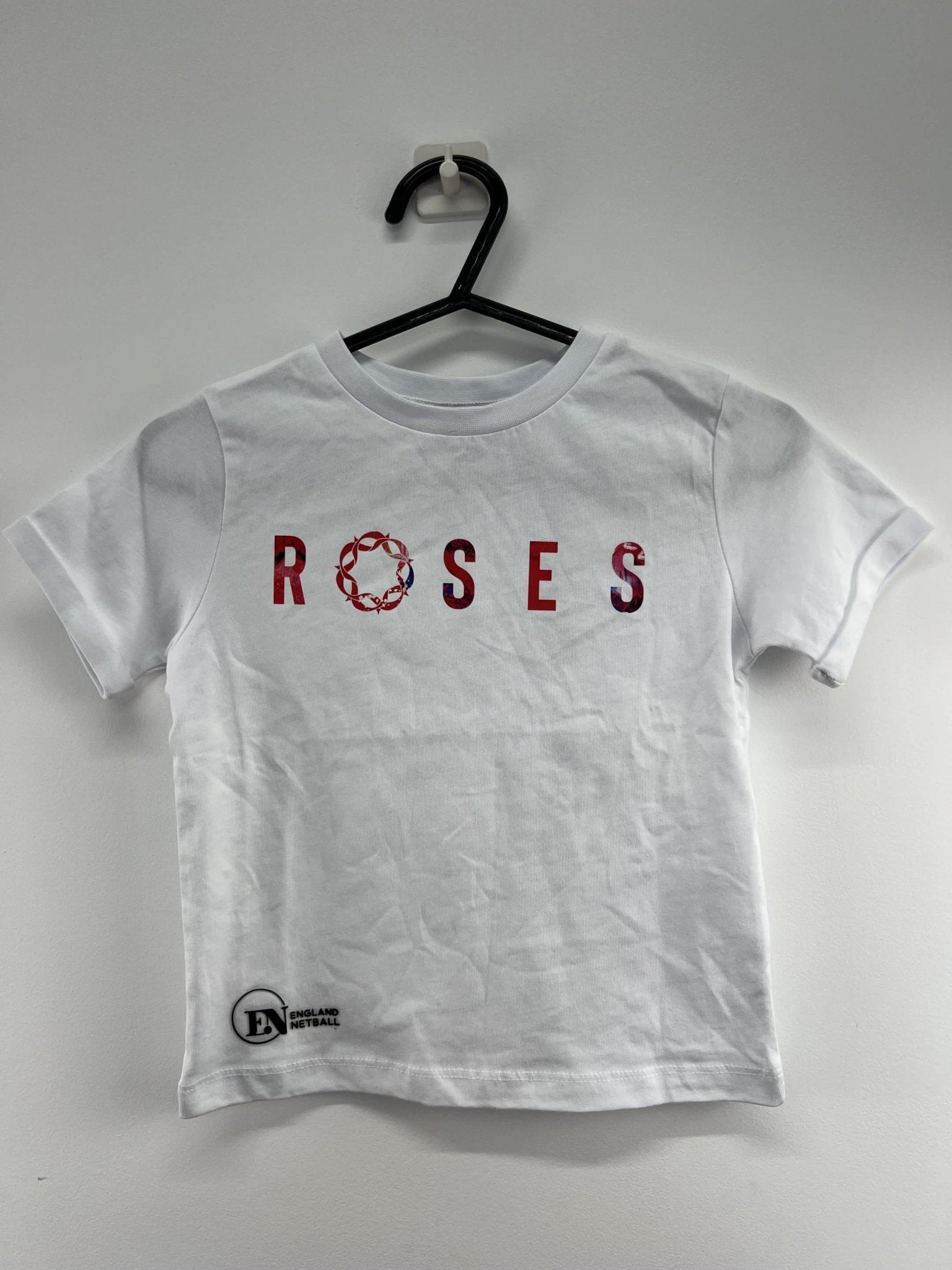 England Netball Graffiti Roses Supporter T-Shirt Kids Size XS - kitround England Netball product