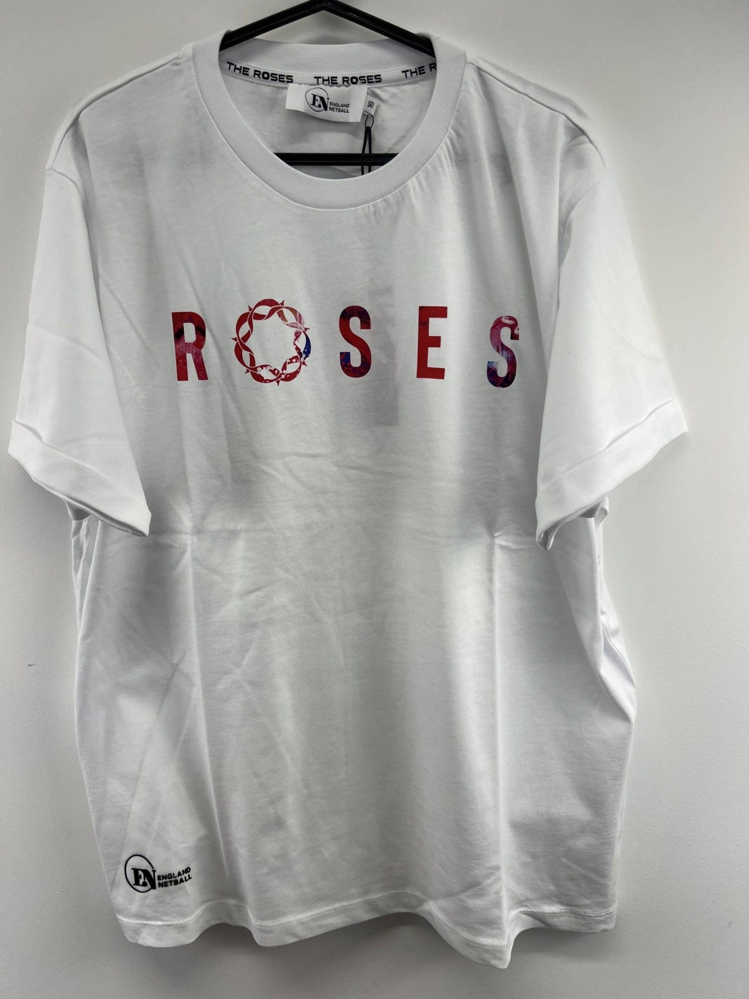 England Netball Graffiti Roses Supporter T-Shirt Size 20 - kitround England Netball product