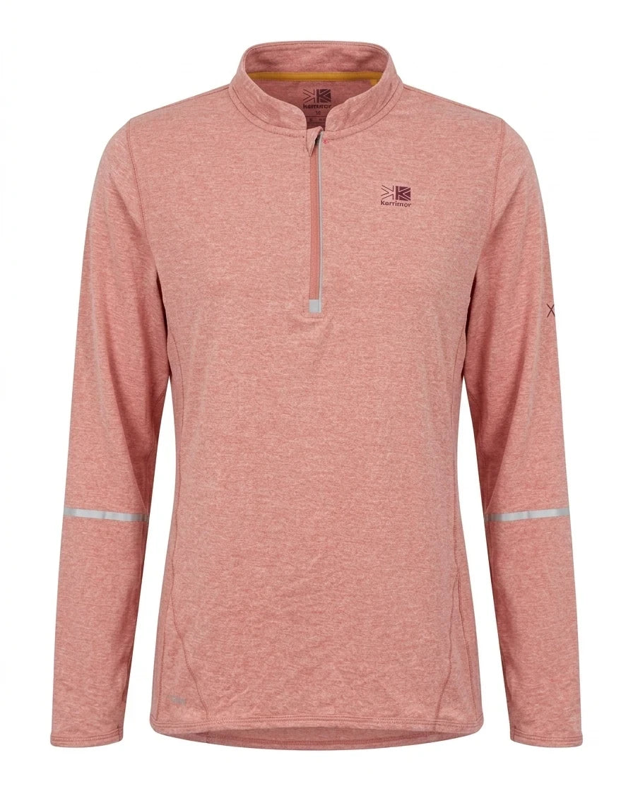 Karrimor X Lite Long Sleeve 1/2 Zip Top in Light Pink - UK 12