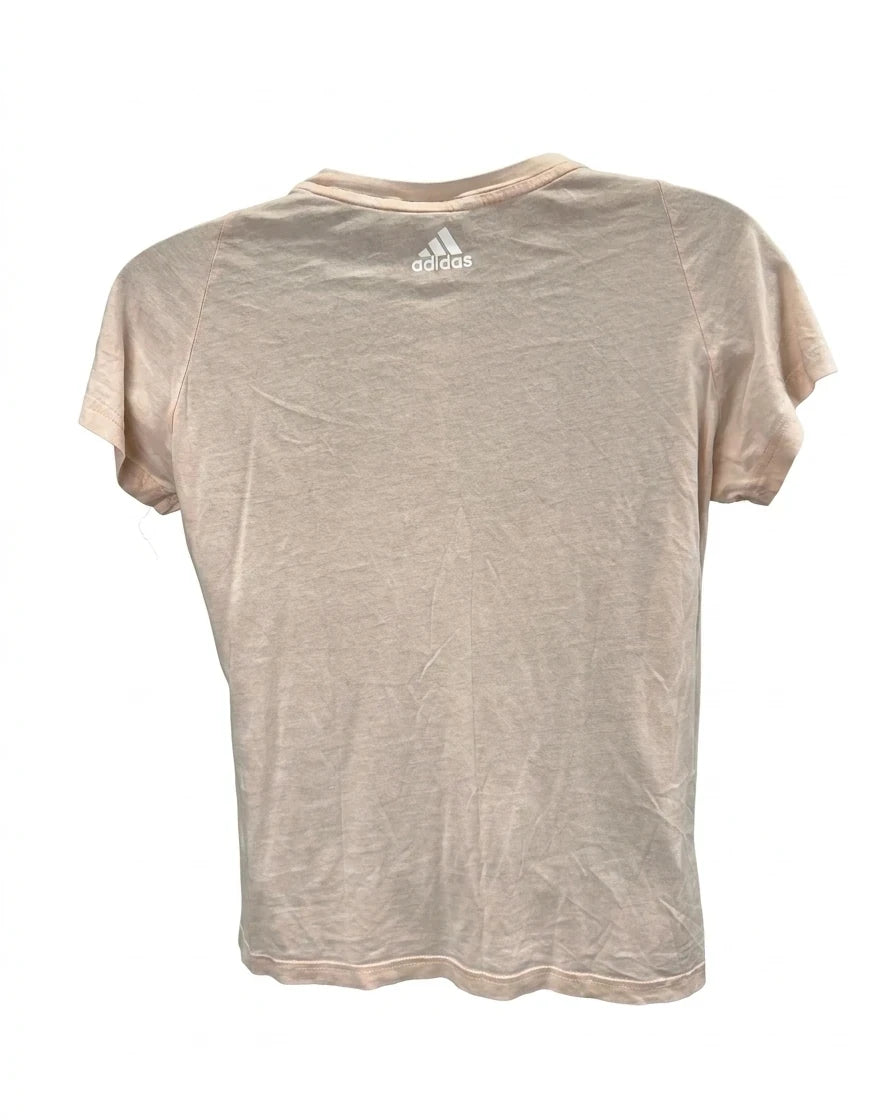 adidas Pink Logo Print T-Shirt L