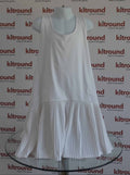 Front view of white Wimbledon Sport girls tennis dress with pleated skirt
