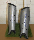 Pair of Grays G500 silver hockey shin pads with ventilation holes 
