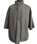 Front view of FootJoy DryJoys grey golf windbreaker jacket showing high collar and three-quarter length sleeves