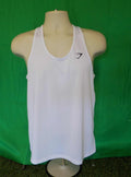 Front view of Gymshark white racerback sports top on mannequin