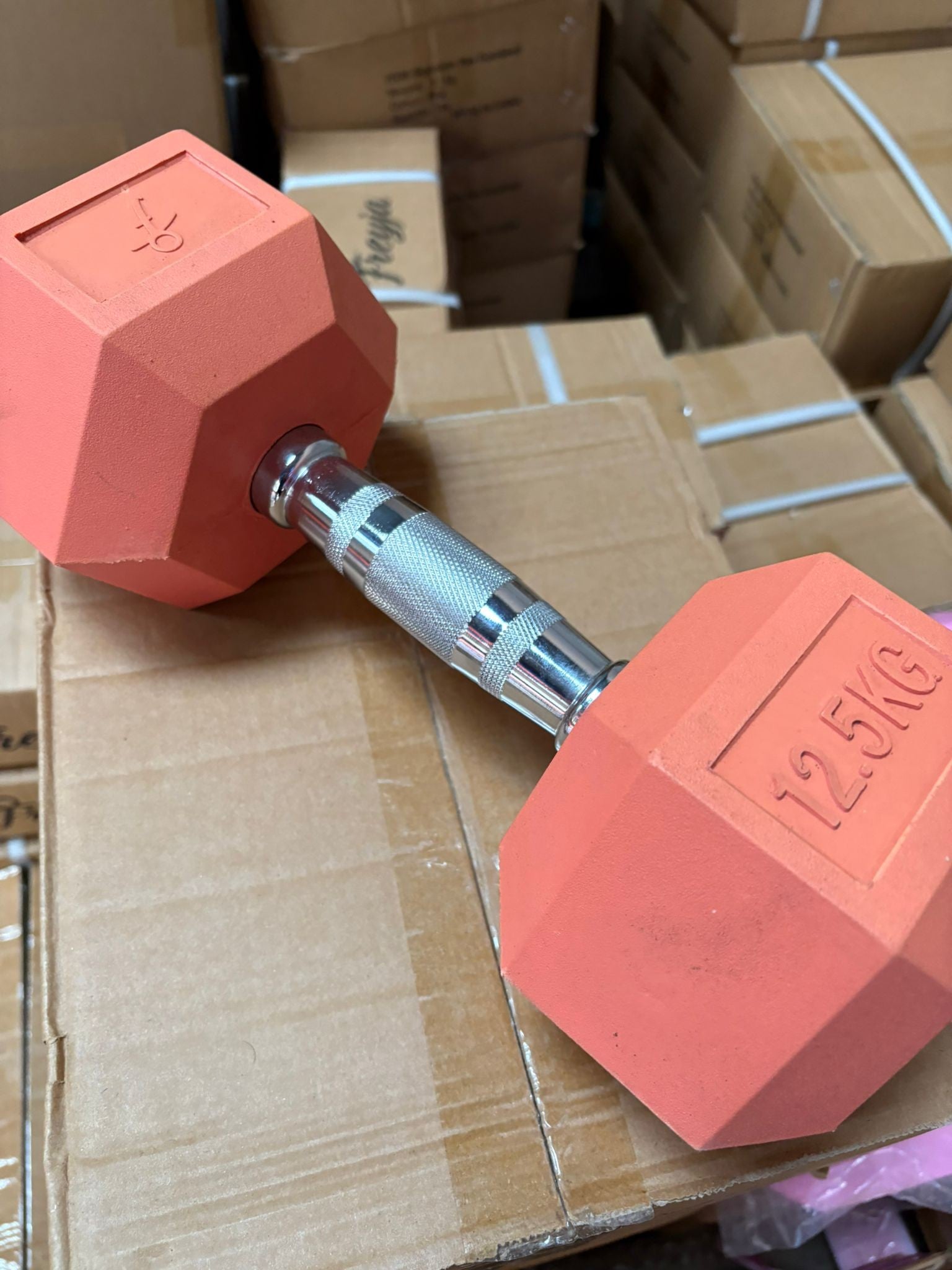 12.5kg Dark Pink Rubber Dumbbell