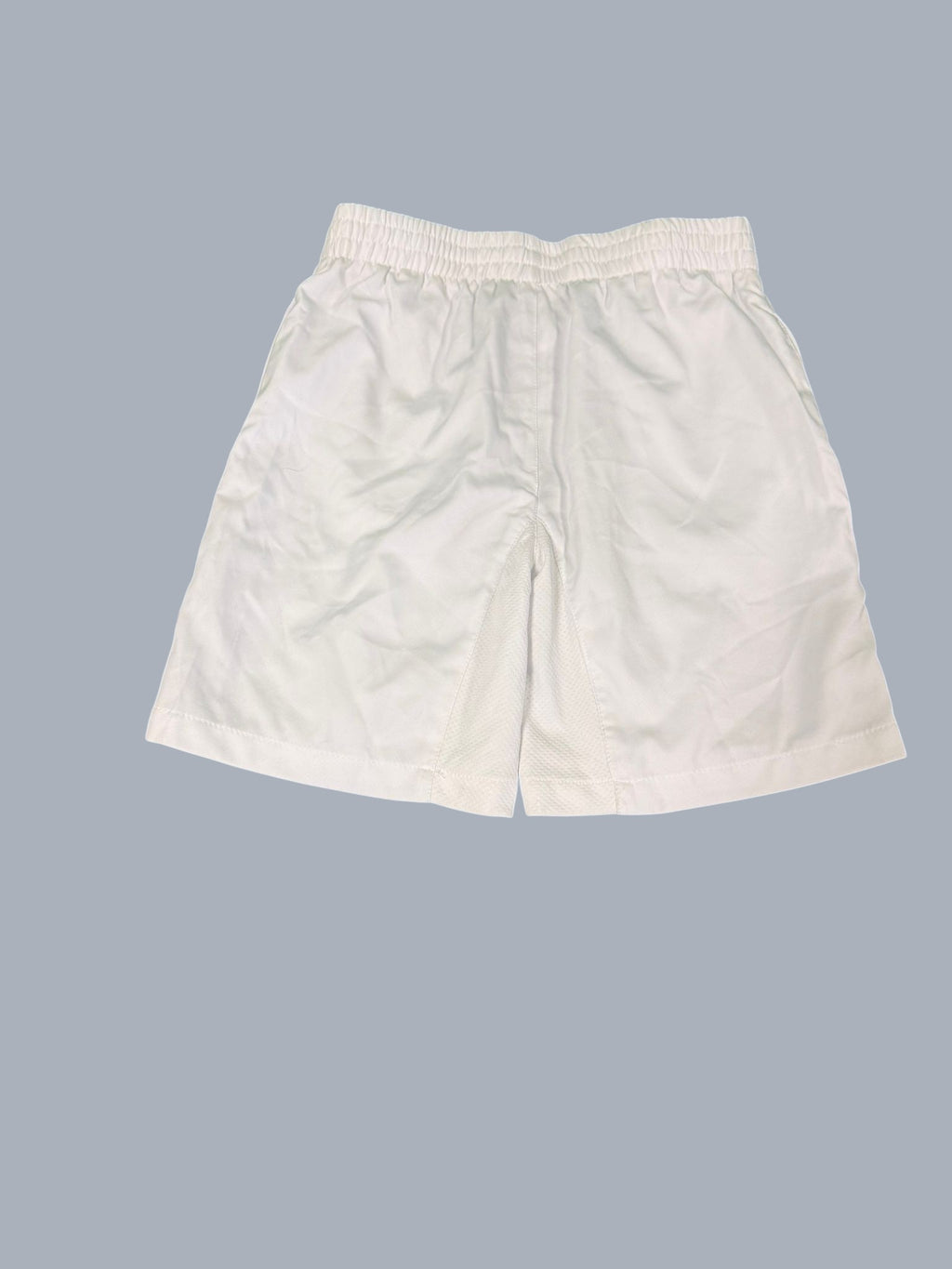 White Head tennis shorts with elastic waistband and mesh thigh inserts, size Large.
