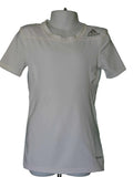 Front view of adidas Techfit Climalite white fitted short sleeve top