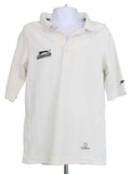 Slazenger kids white cricket shirt with short sleeves on mannequin