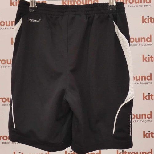 Back view of Adidas David Beckham Academy black shorts showing Climacool mesh panels