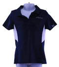 Front view of Head kids navy polo shirt with white mesh panels