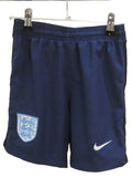 Front view of navy Nike England football shorts with England crest and Nike logo