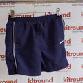 Navy blue kids sports shorts with white side stripe