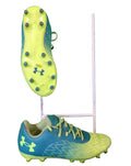 Under Armour football boots with blue and yellow colourway and moulded studs