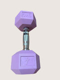 kitround 9kg purple rubber hex dumbbell with knurled chrome handle for strength training