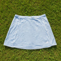 kitround Adidas light blue tennis skirt with white piping and embroidered logo, size UK 12
