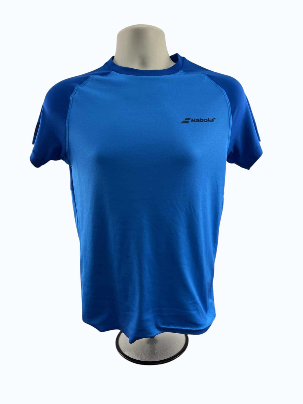 kitround Babolat blue crewneck t-shirt for tennis and sports, breathable fabric, short sleeves, logo on chest.