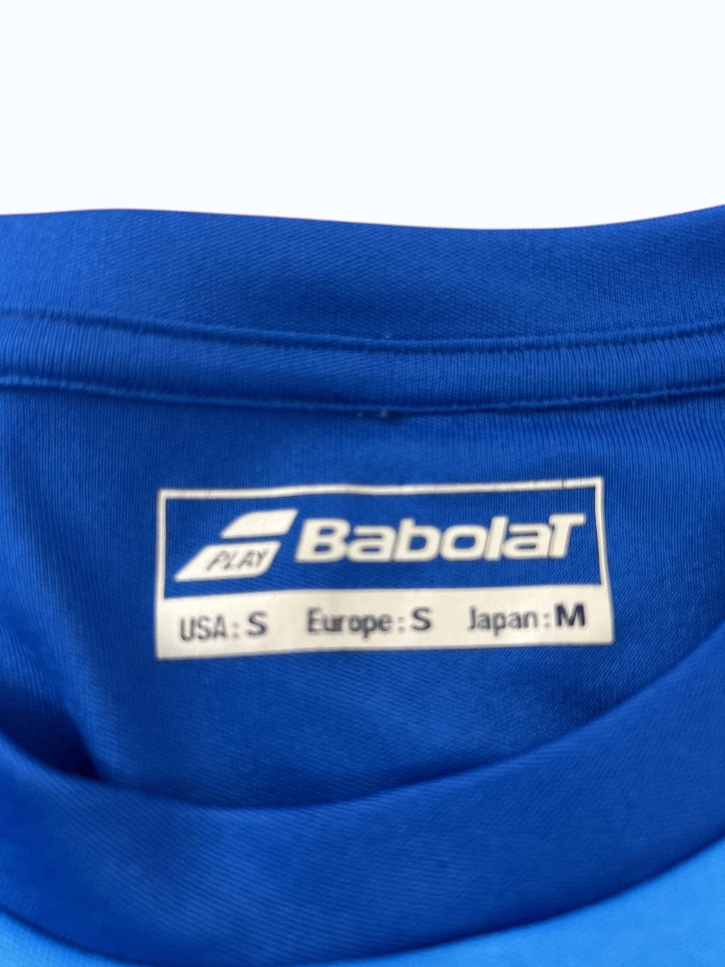 kitround Babolat blue crewneck t-shirt for tennis and sports, size S, made from breathable fabric.