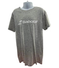 kitround Babolat grey t-shirt for kids, size 10-12, featuring the Babolat logo on the front. Made from a soft fabric blend.