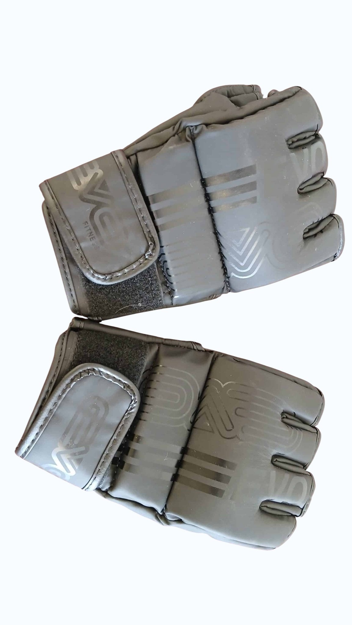 kitround EVO black fingerless boxing gloves with Velcro strap for training and sparring.