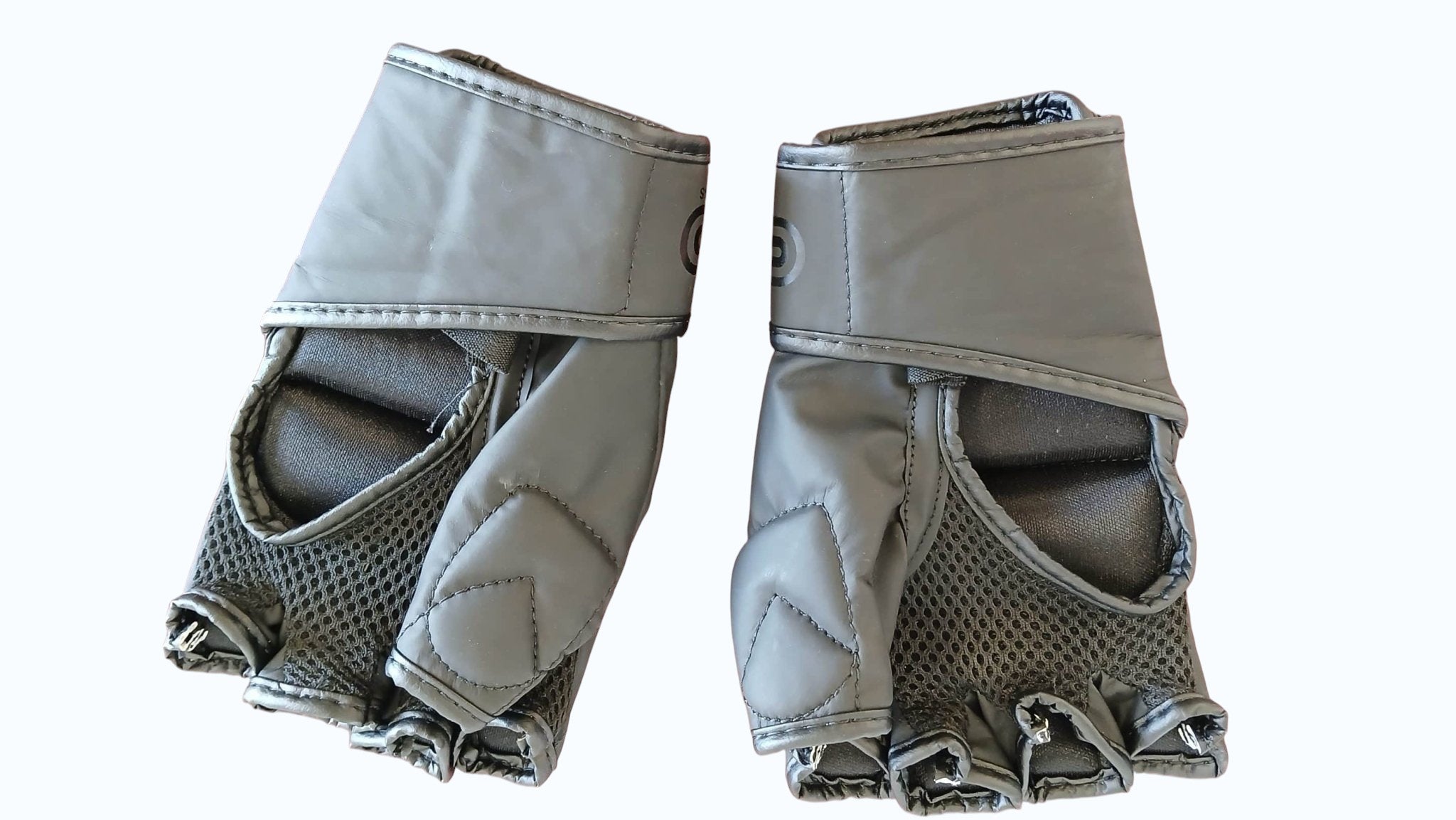 kitround EVO boxing gloves in black, fingerless design with mesh panels and Velcro straps for secure fit.