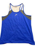 Front of blue Head sports top with white and grey panels