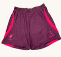 kitround Liverpool FC Nike Dri Fit shorts in burgundy with pink accents. Squad worn XL size with player number 1.