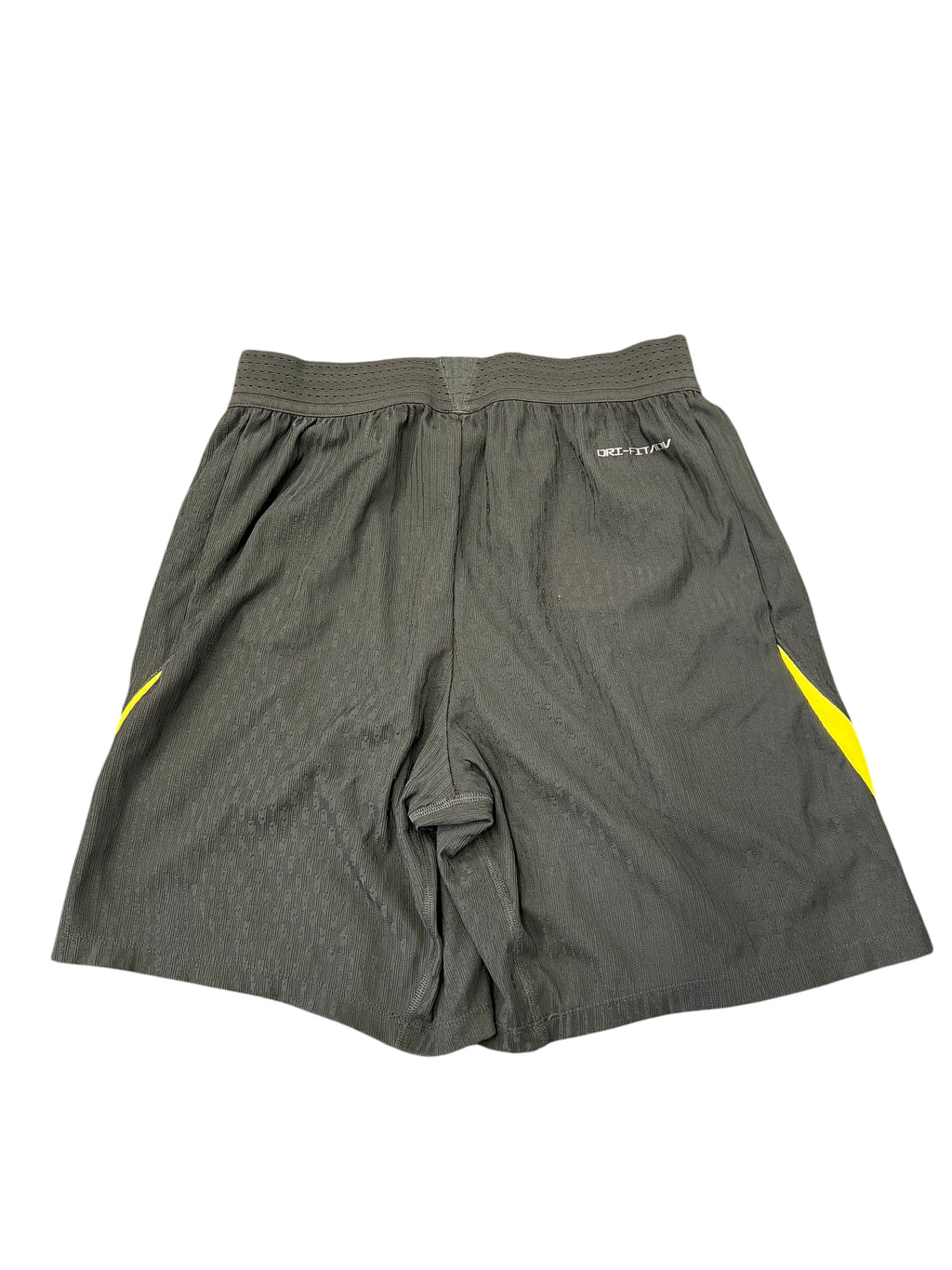 kitround dark grey Nike Dri Fit shorts with yellow Nike swoosh detail. Squad worn, size M.