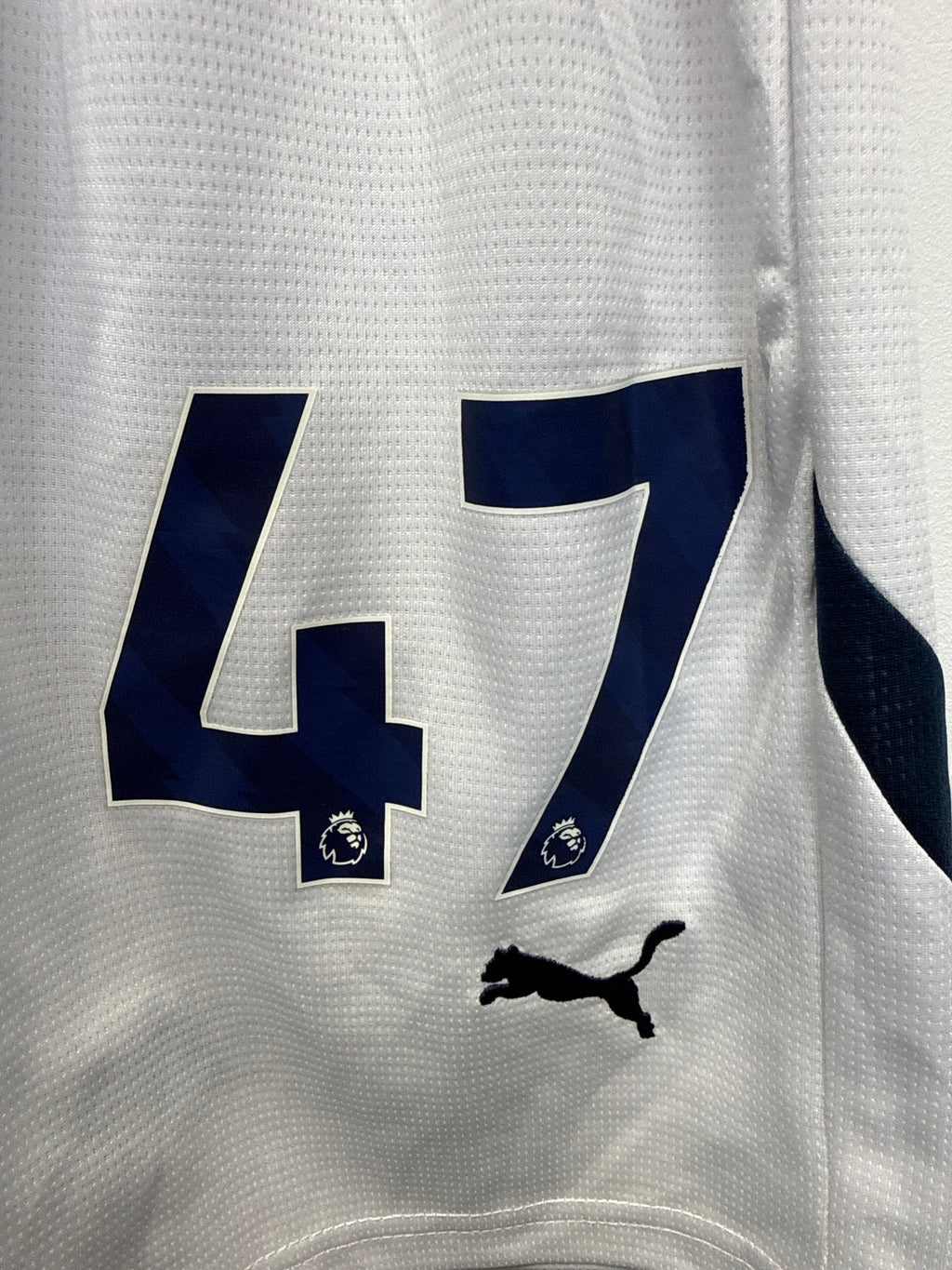 kitround white Manchester City football shorts featuring Phil Foden number 47 and a black Puma logo