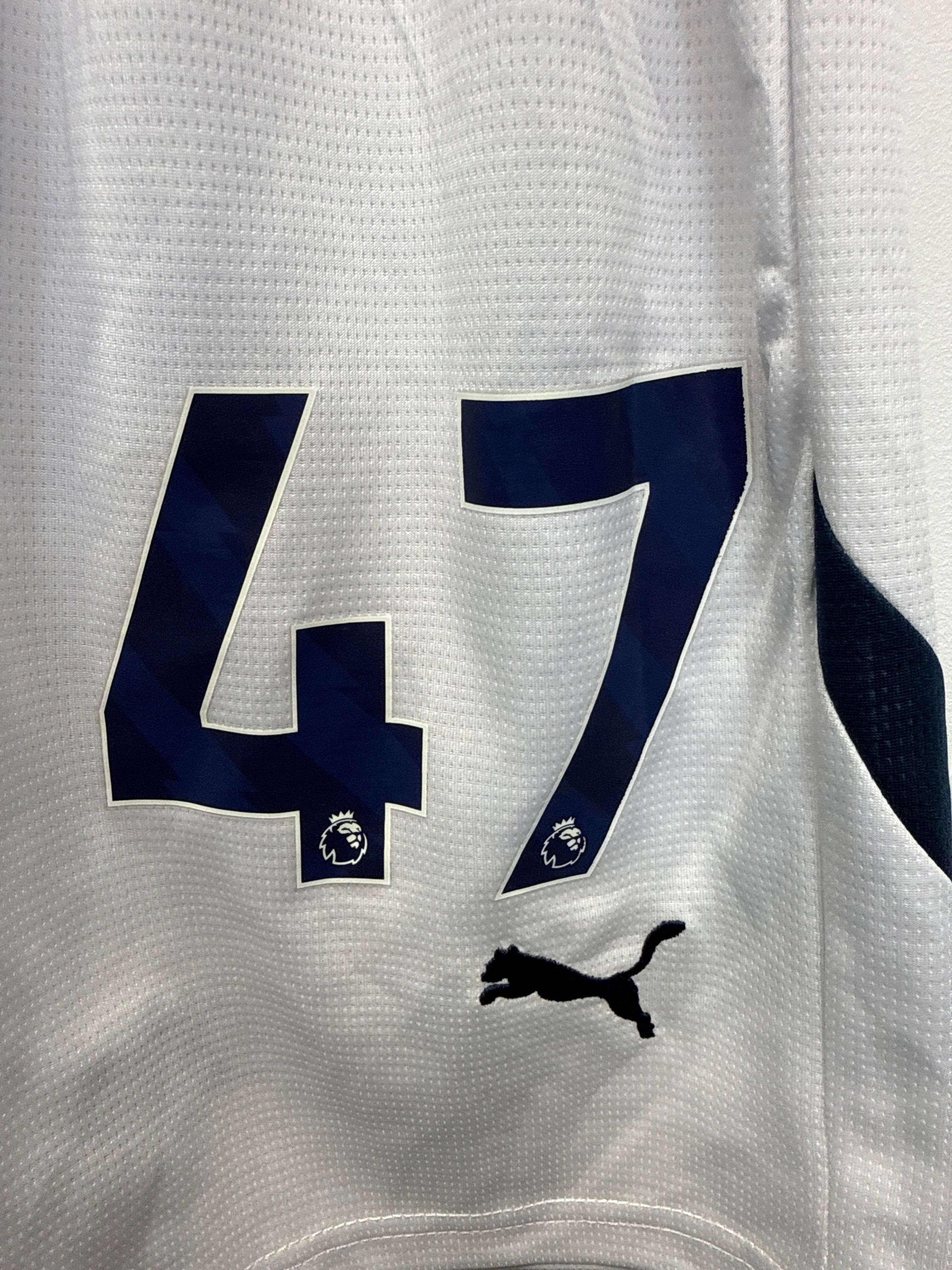 kitround white Manchester City football shorts featuring Phil Foden number 47 and a black Puma logo