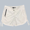 Nike ACG women's white tennis shorts with zip pocket and adjustable hem drawstrings. Size 6.