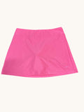 Nike women's bright pink tennis skirt with a small embroidered swoosh logo on the hem. Lightweight and breathable.