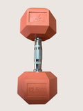 kitround orange 12.5kg hexagonal dumbbell with chrome handle and textured grip