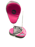 kitround pink and grey synthetic leather boxing focus pads with secure hand strap and mesh ventilation