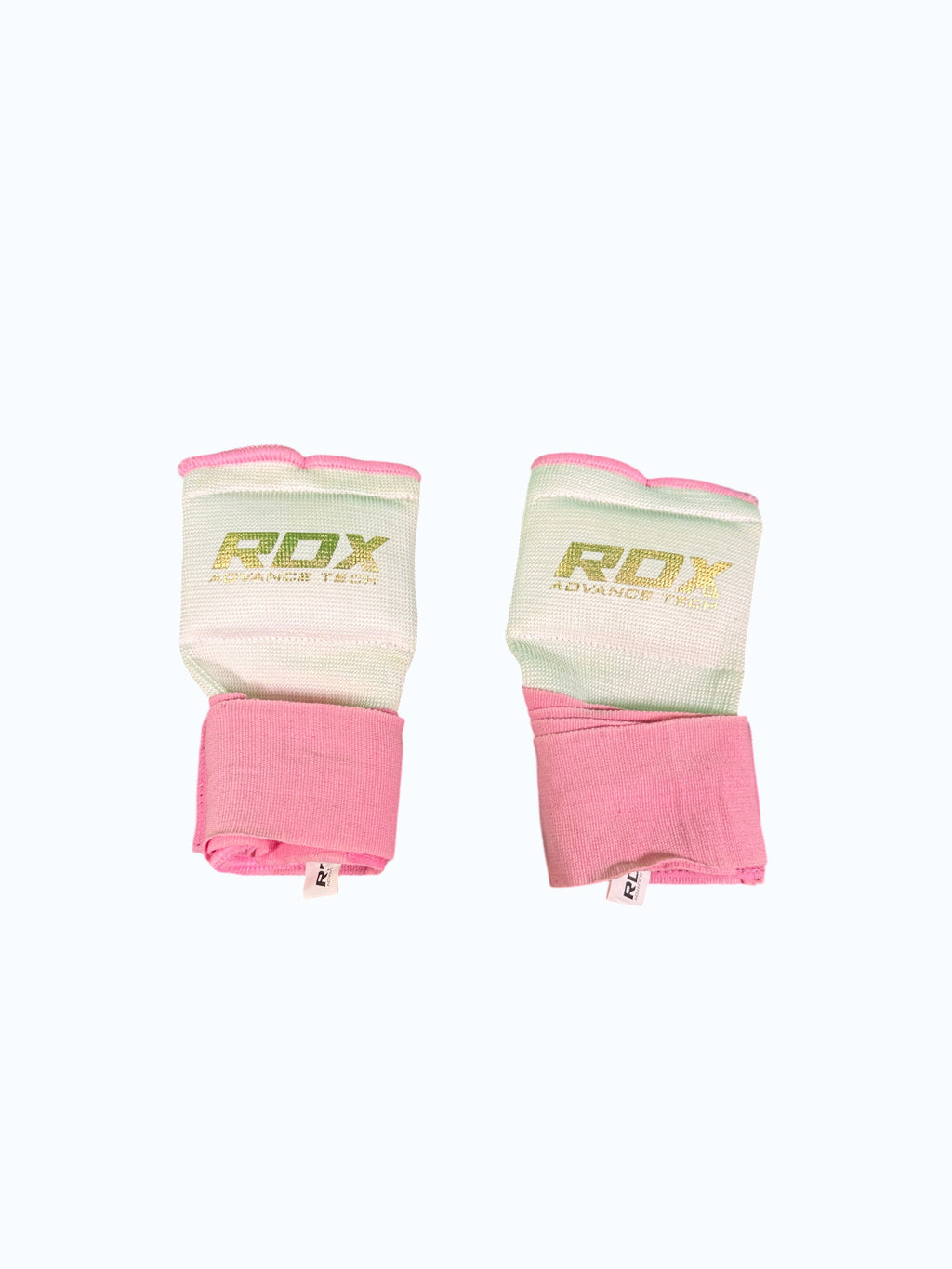 RDX pink and white boxing hand wraps with thumb loop for wrist and knuckle support