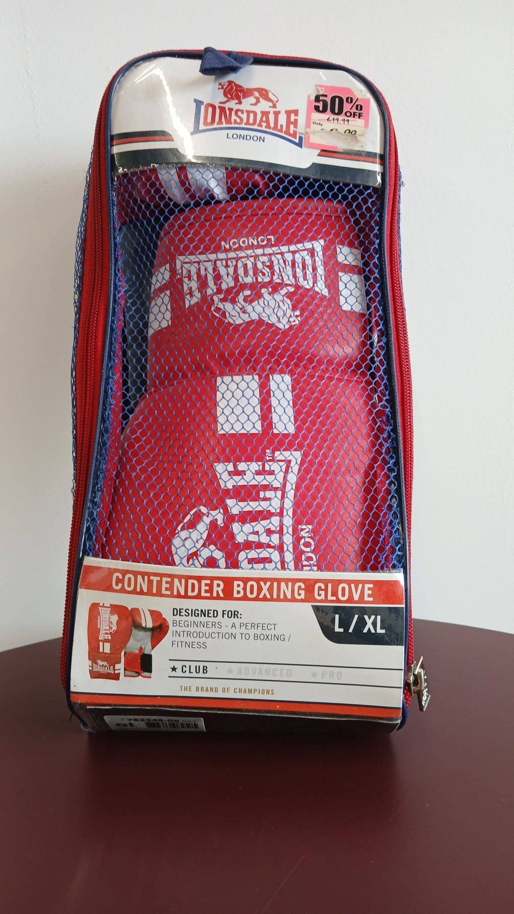 Lonsdale Contender Boxing Gloves - Red L/XL - kitround kitround product