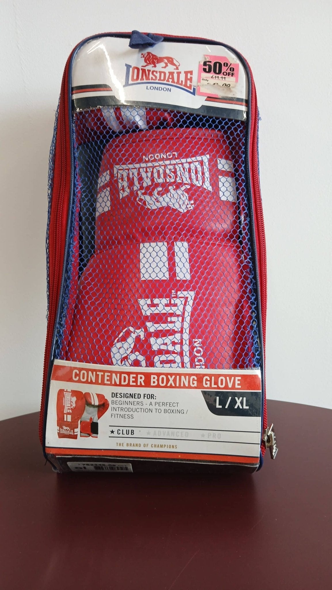 Lonsdale Contender Boxing Gloves - Red L/XL - kitround kitround product