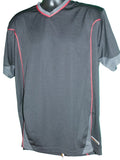 Front view of black Aberdeen FC training top with red accents and grey collar